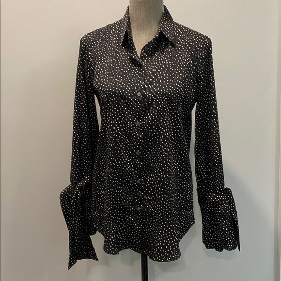 Banana Republic Dillon Polka-Dot Tie Sleeve Black Blouse Size Small/Medium - Picture 9 of 14